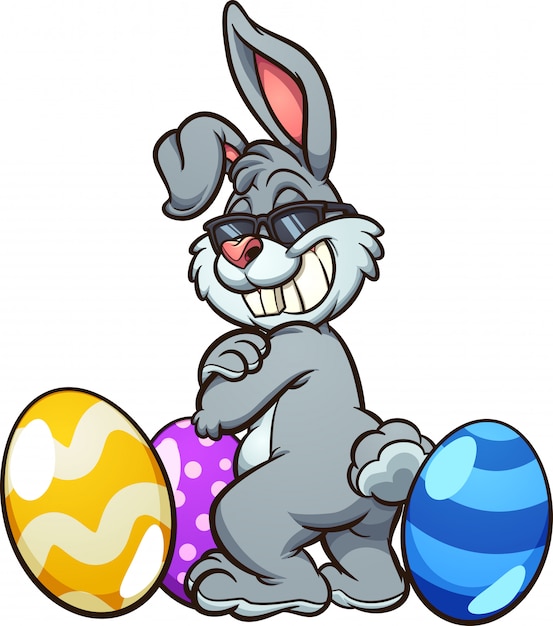 Premium Vector | Cool easter bunny