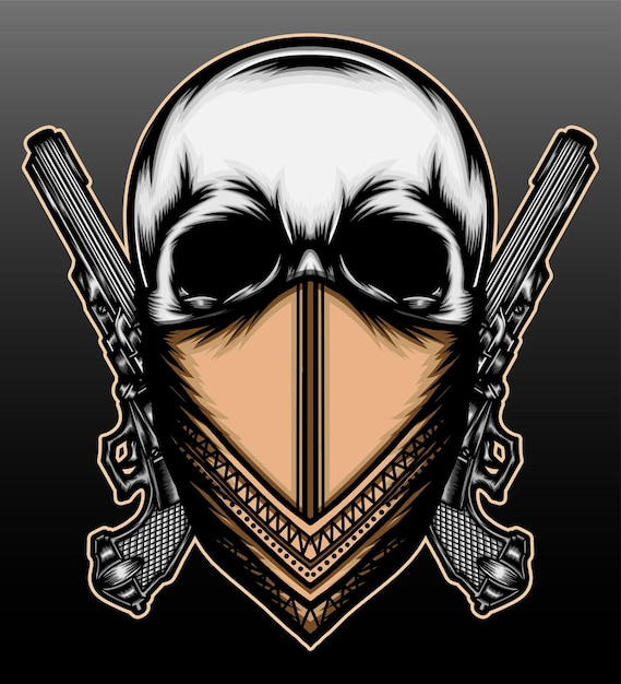 Premium Vector | Cool gangster skull hand drawn illustration
