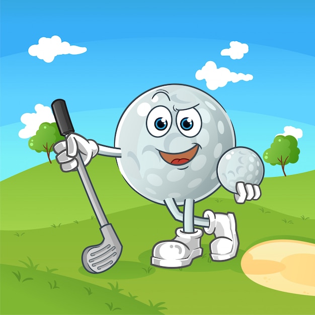 プレミアムベクター クールなゴルフボールの漫画のキャラクター