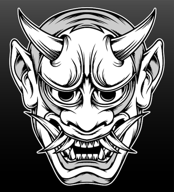 Premium Vector | Cool hannya mask isolated on black