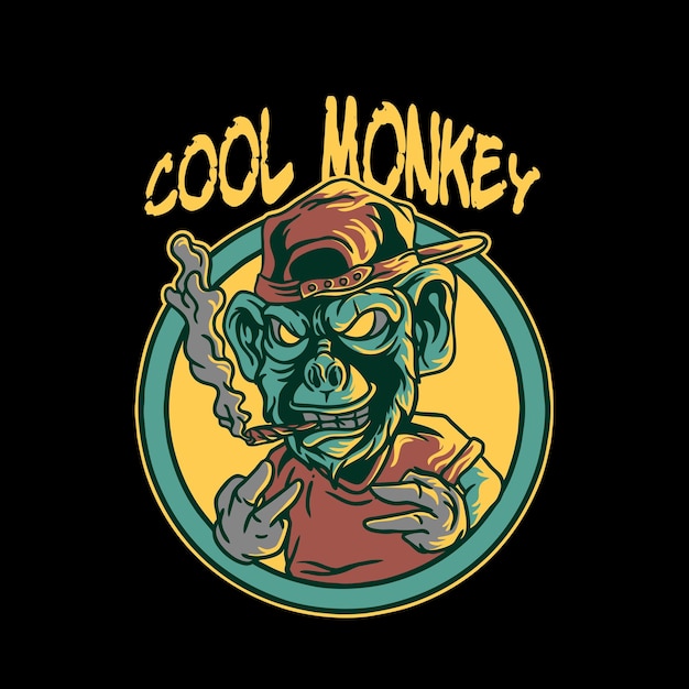 かっこいい猿のキャラクターイラスト プレミアムベクター