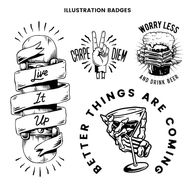 Cool retro motivational badges vector Free Vector