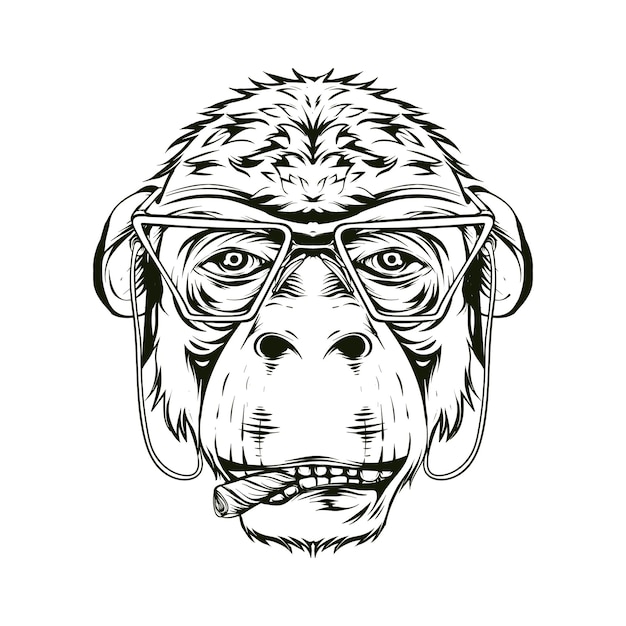 smoking monkey illustration free download