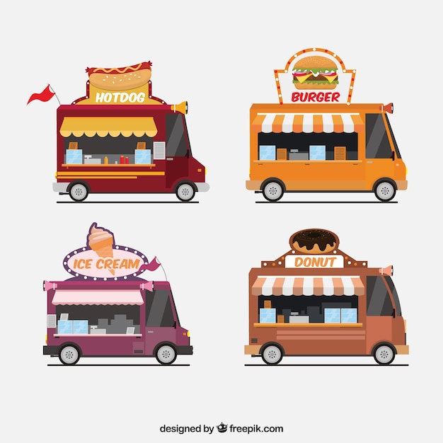 Cool variety of food trucks Vector | Free Download