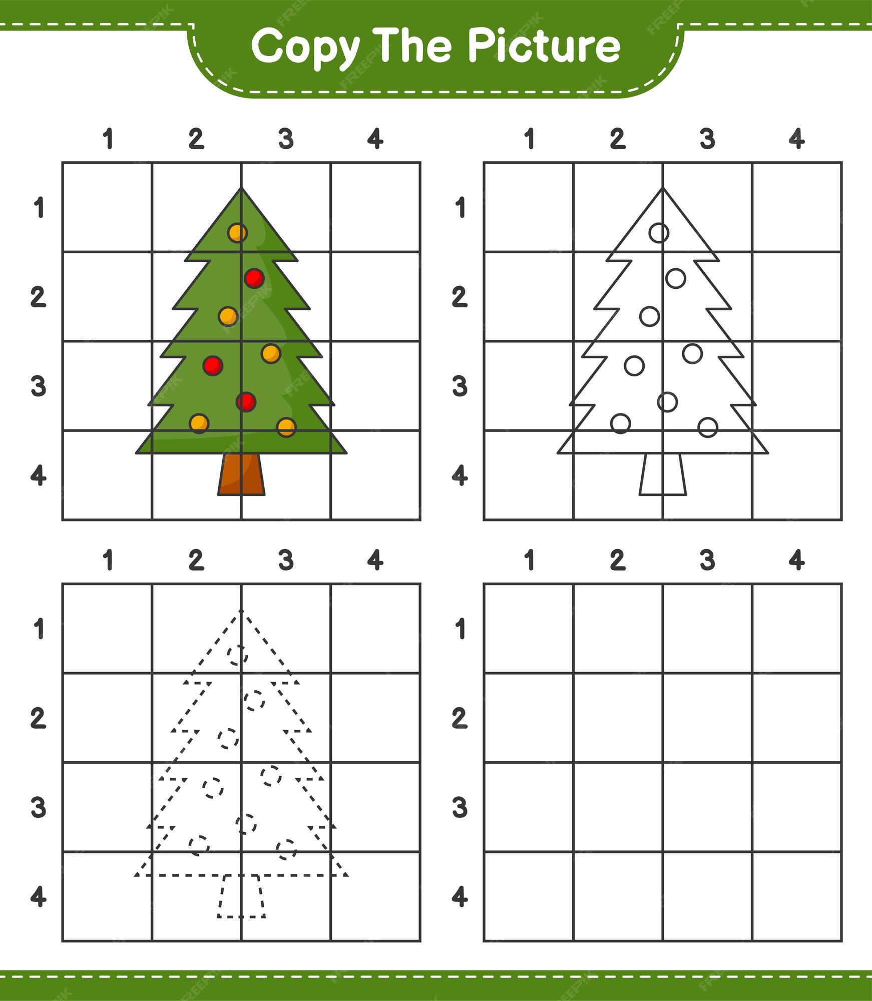 Premium Vector | Copy the picture, copy the picture of christmas tree ...