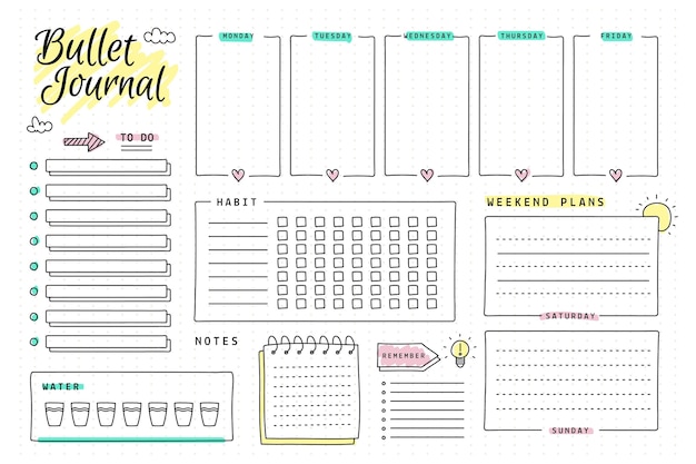 Free Vector Copy Space Bullet Journal Planner Template 9808