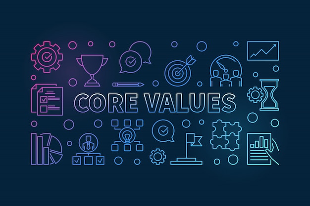 Premium Vector | Core values horizontal colorful outline illustration