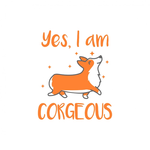 Corgeous, a gorgeous corgi Premium Vector