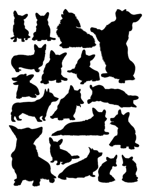 Corgi dog animal silhouette | Premium Vector