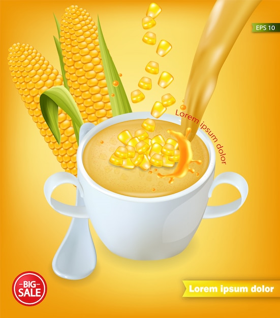 Download Premium Vector | Corn soup realistic mockup
