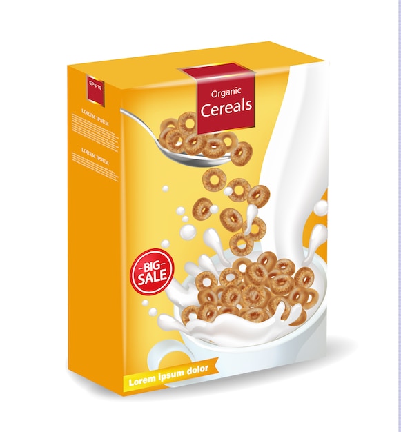 Download Cornflakes cereals with milk mockup | Premium Vector