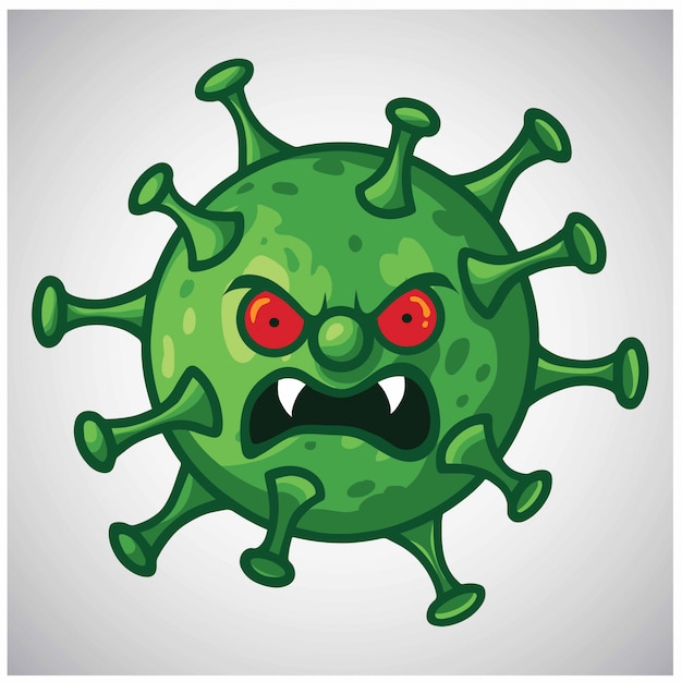 Premium Vector Corona Virus Scary Evil Monster Cartoon Character Design Illustration