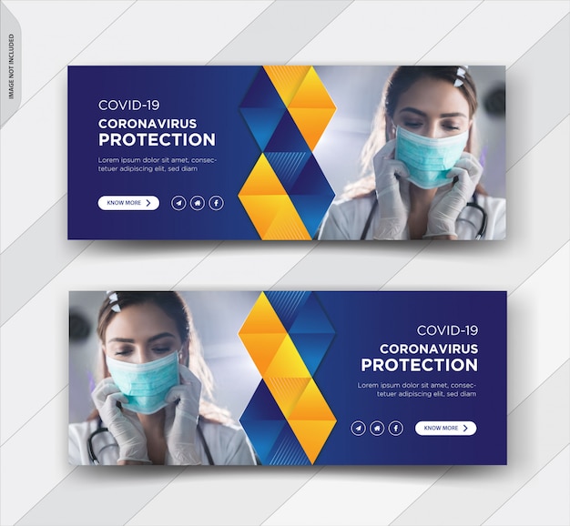 Corona virus warning  facebook  cover design Premium Vector