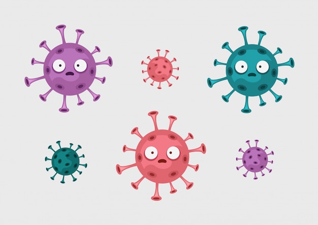 Coronavirus characters with faces | Premium Vector