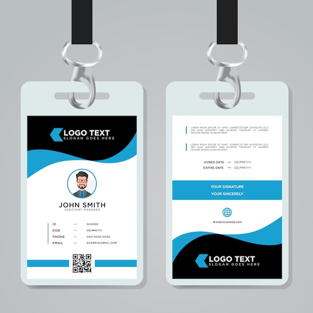 Premium Vector | Corporate blue color id card template