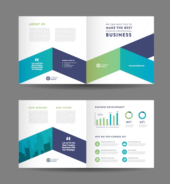 Premium Vector Corporate Business Bi Fold Brochure Design And Company Marketing Flyer Design Template