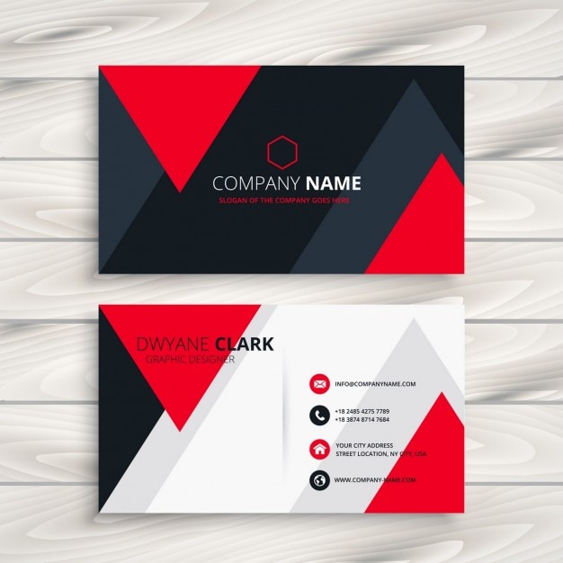 Corporate business card with red\
triangles