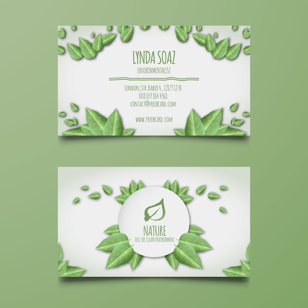Corporate card with green leaves