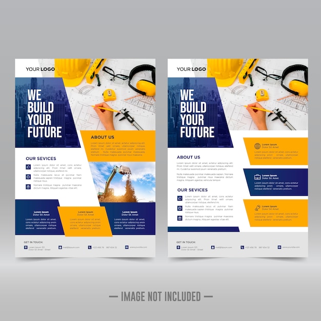 Premium Vector | Corporate construction flyer template