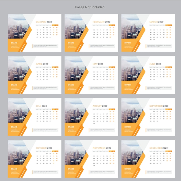 Corporate desk calendar 2020 Premium Vector