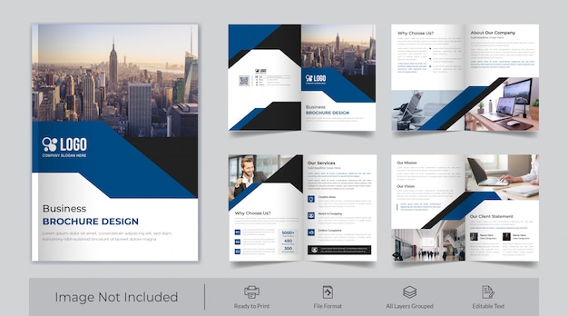 Premium Vector | Corporate eight page brochure