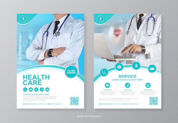 Corporate healthcare and medical cover, back page a4 flyer design template Premium Vector
