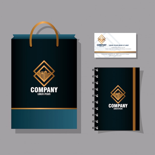 Download Premium Vector | Corporate identity brand mockup, business card, notebook and bag