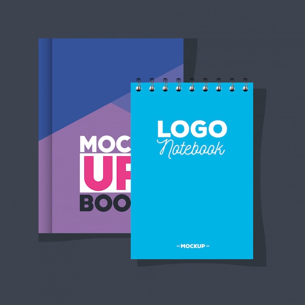 Download Premium Vector Corporate Identity Branding Mockup Mockup With Notebook And Book Of Covers Purple And Blue Color