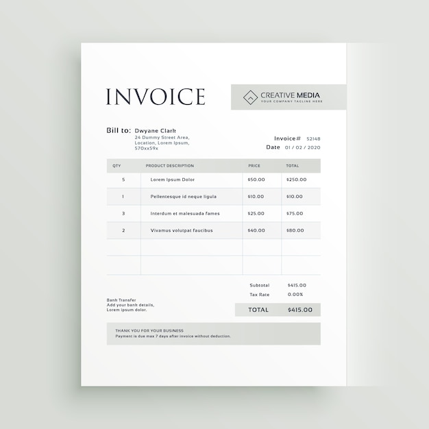 corporate invoice template