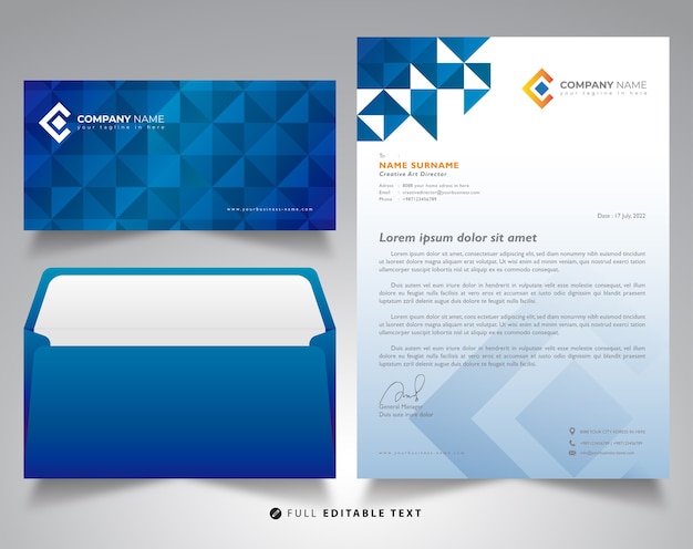 Download Premium Vector Corporate Letterhead Envelope Mockup Design Concept