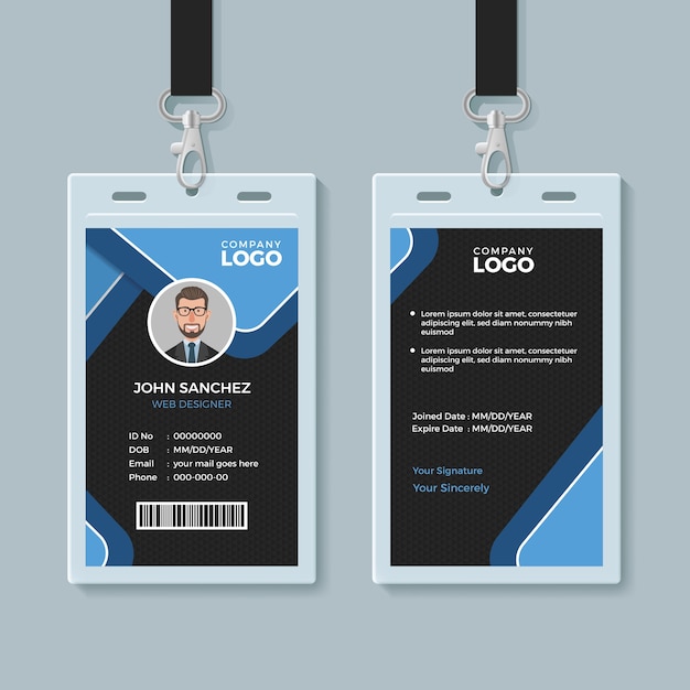 Premium Vector | Corporate office identity card template