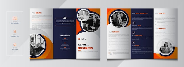 Corporate tri-fold brochure template Premium Vector