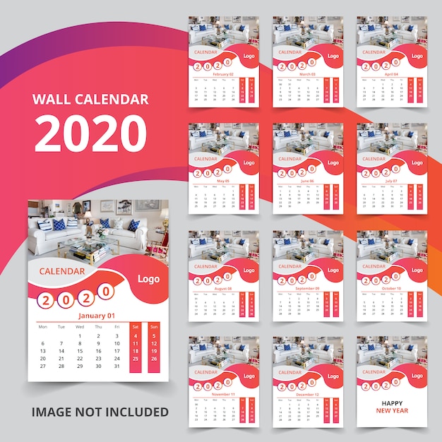 Premium Vector Corporate wall calendar 2020