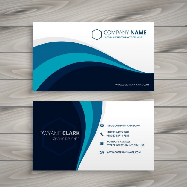 Corporative card with blue waves