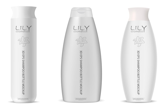 化粧品のシャンプーボトル シリンダーと楕円形の白い背景に分離された白い化粧品包装 プレミアムベクター