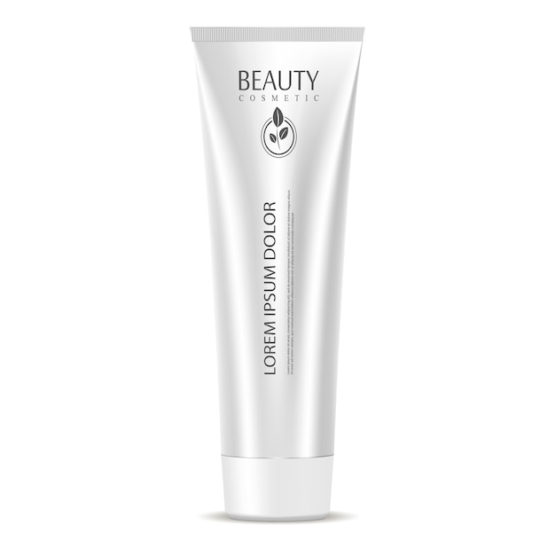 Download Cosmetic tube mockup template silver color. | Premium Vector