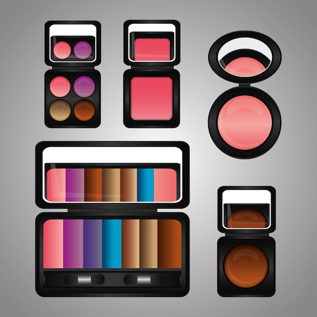 Premium Vector | Cosmetics makeup kit eyeshadow blusher mirror