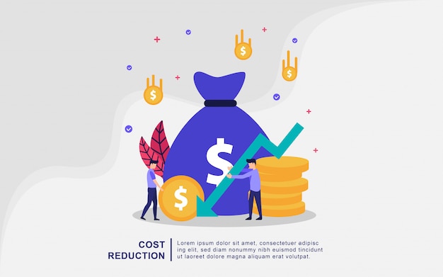 Cost Reduction Illustration Concept With Character