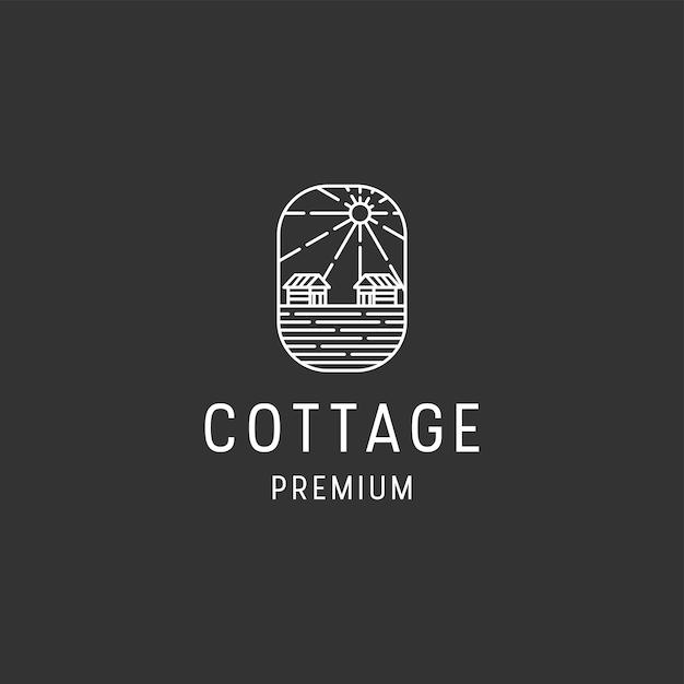 Premium Vector | Cottage logo linear style icon in black backround