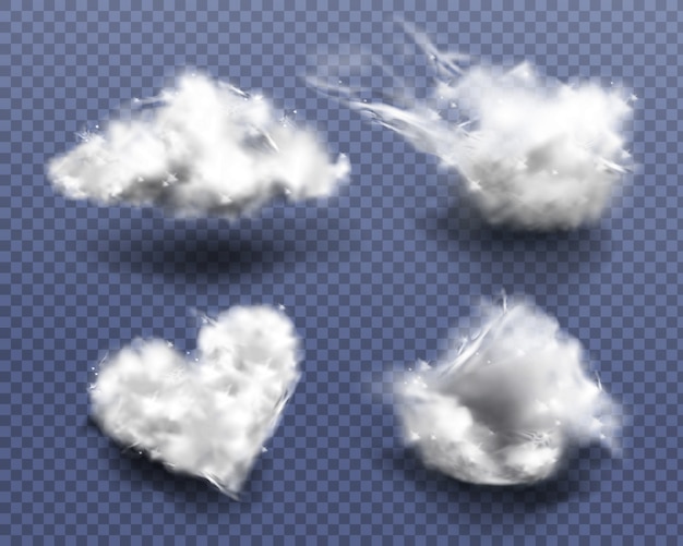 雲とハートの形をしたコットンウール 無料のベクター