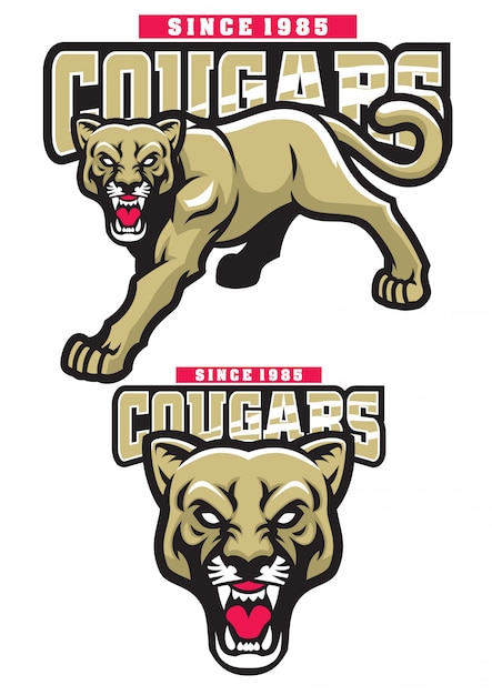 Premium Vector Cougar Mascot Set