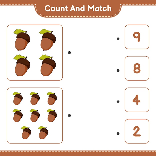 premium-vector-count-and-match-count-the-number-of-acorn-and-match-with-the-right-numbers