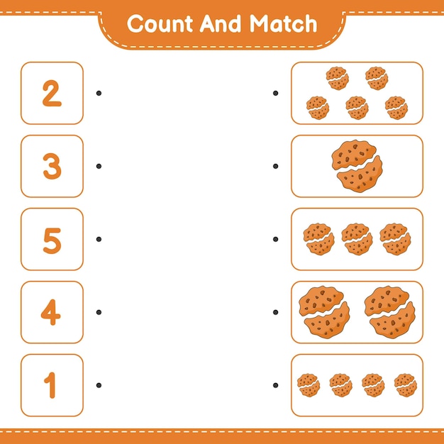 Premium Vector | Count and match count the number of cookie and match ...