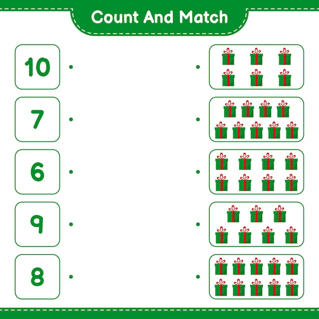 Premium Vector | Count and match, count the number of gift boxes and ...