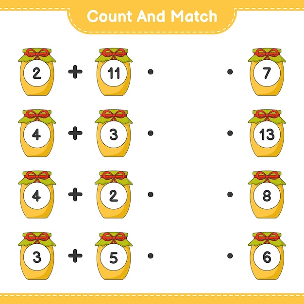 Premium Vector | Count and match count the number of jam and match with ...