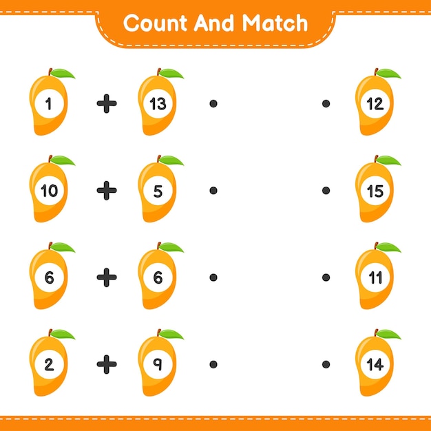 Premium Vector | Count and match, count the number of mango and match ...