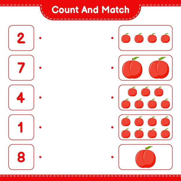 Premium Vector | Count and match, count the number of nectarine and ...