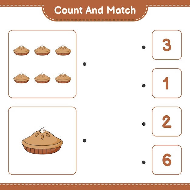 Premium Vector | Count and match, count the number of pie and match ...