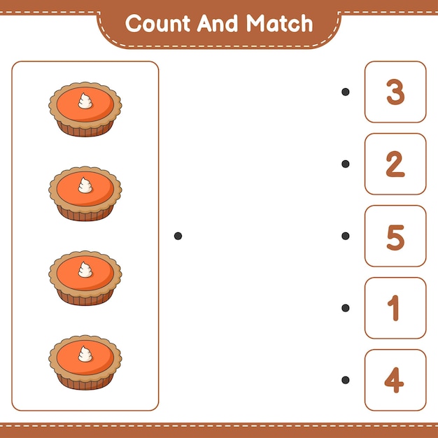 Premium Vector | Count and match count the number of pie and match with ...