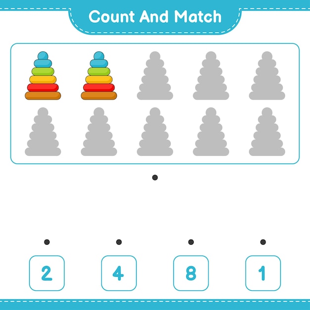 Premium Vector | Count and match count the number of pyramid toy and ...